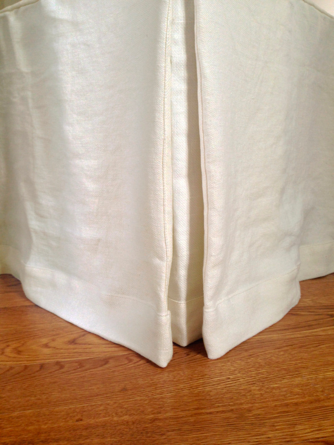 linen ivory bedskirt custom box pleat