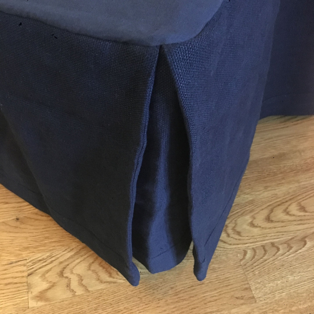 Navy Linen Bedskirt Dust Ruffle