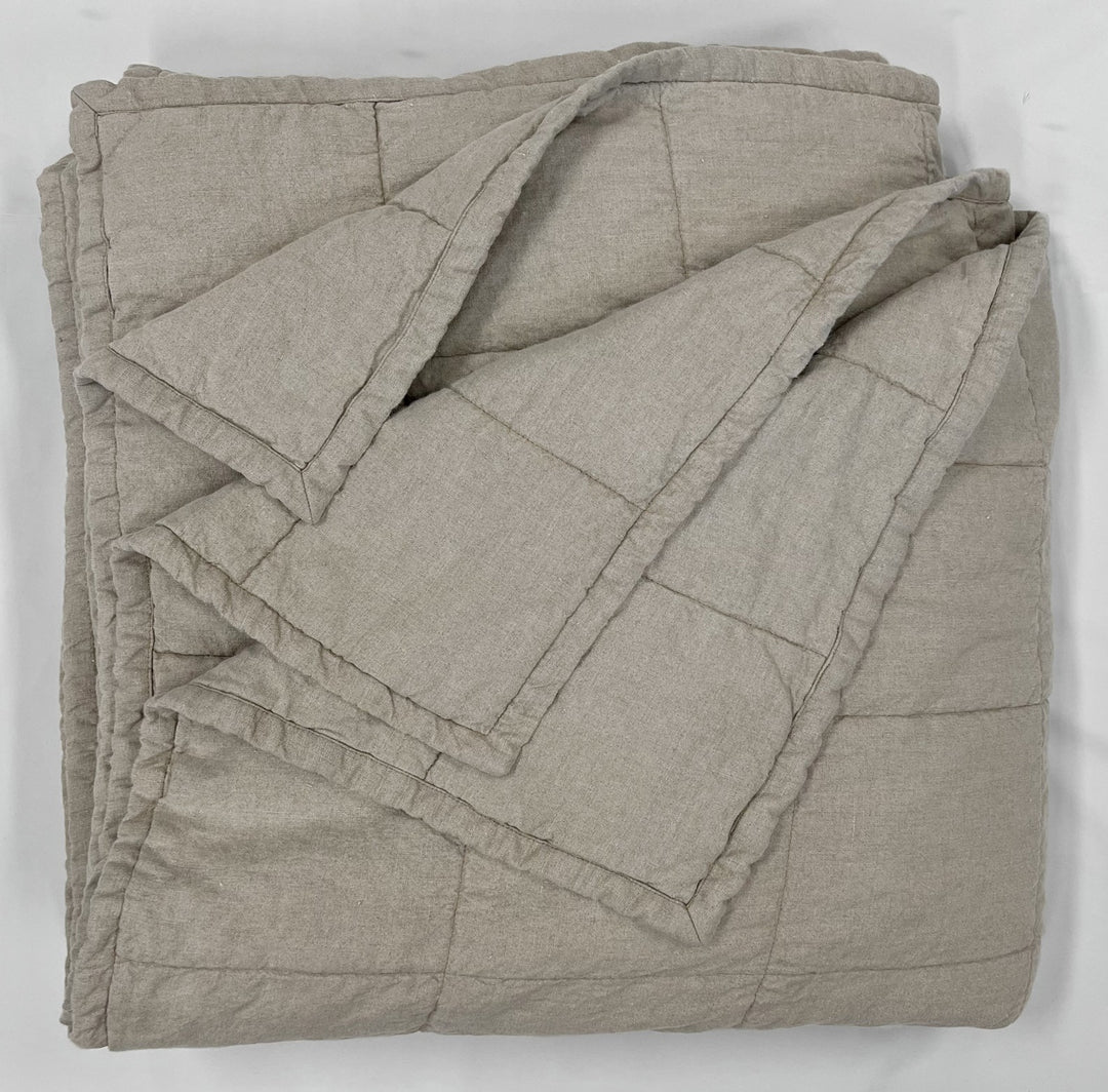 Eco Natural Belgian Linen Quilted coverlet