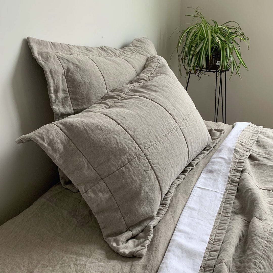 Flax Linen quilted pillow case