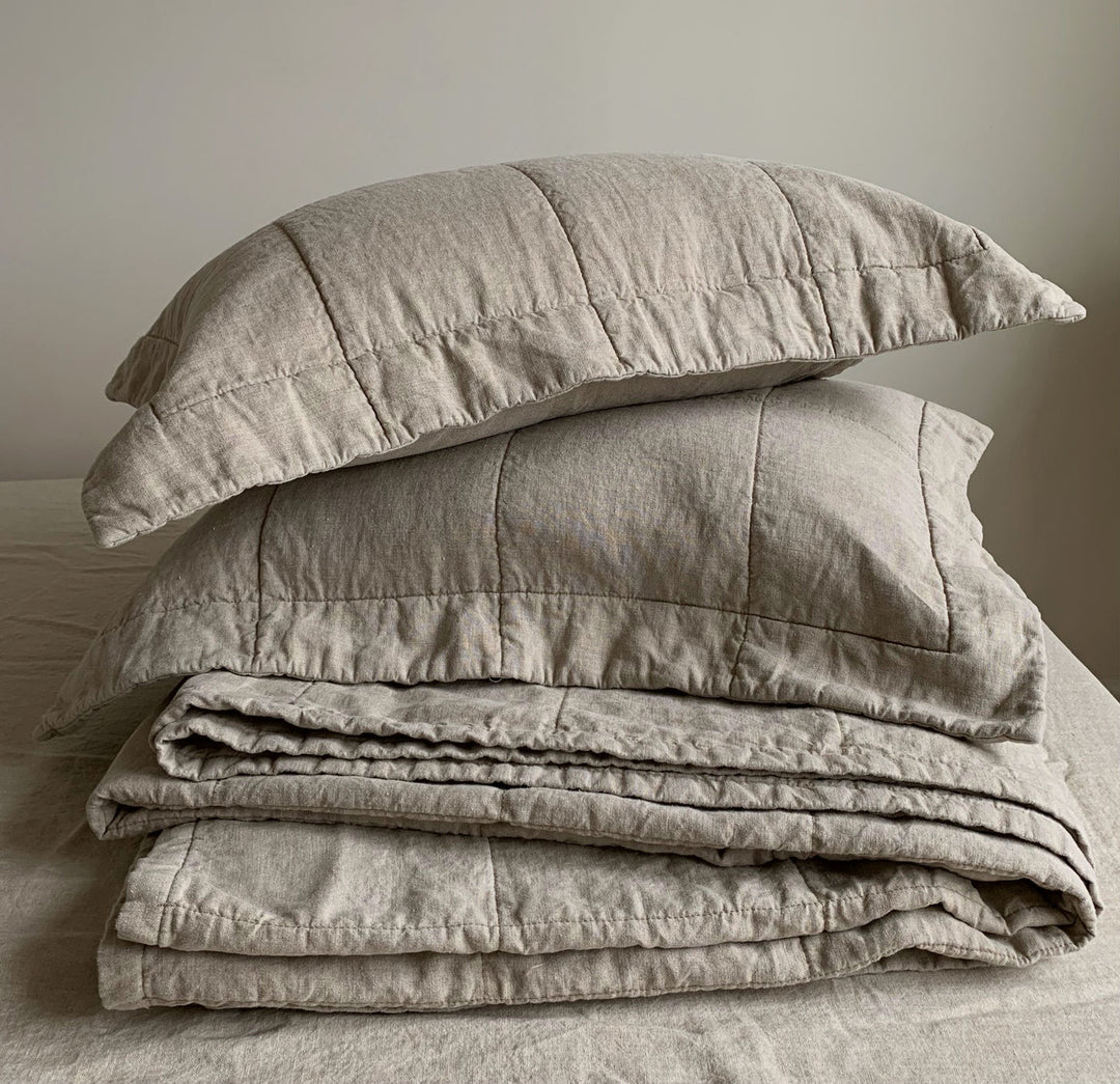 Flax Linen Quilted Pillow case