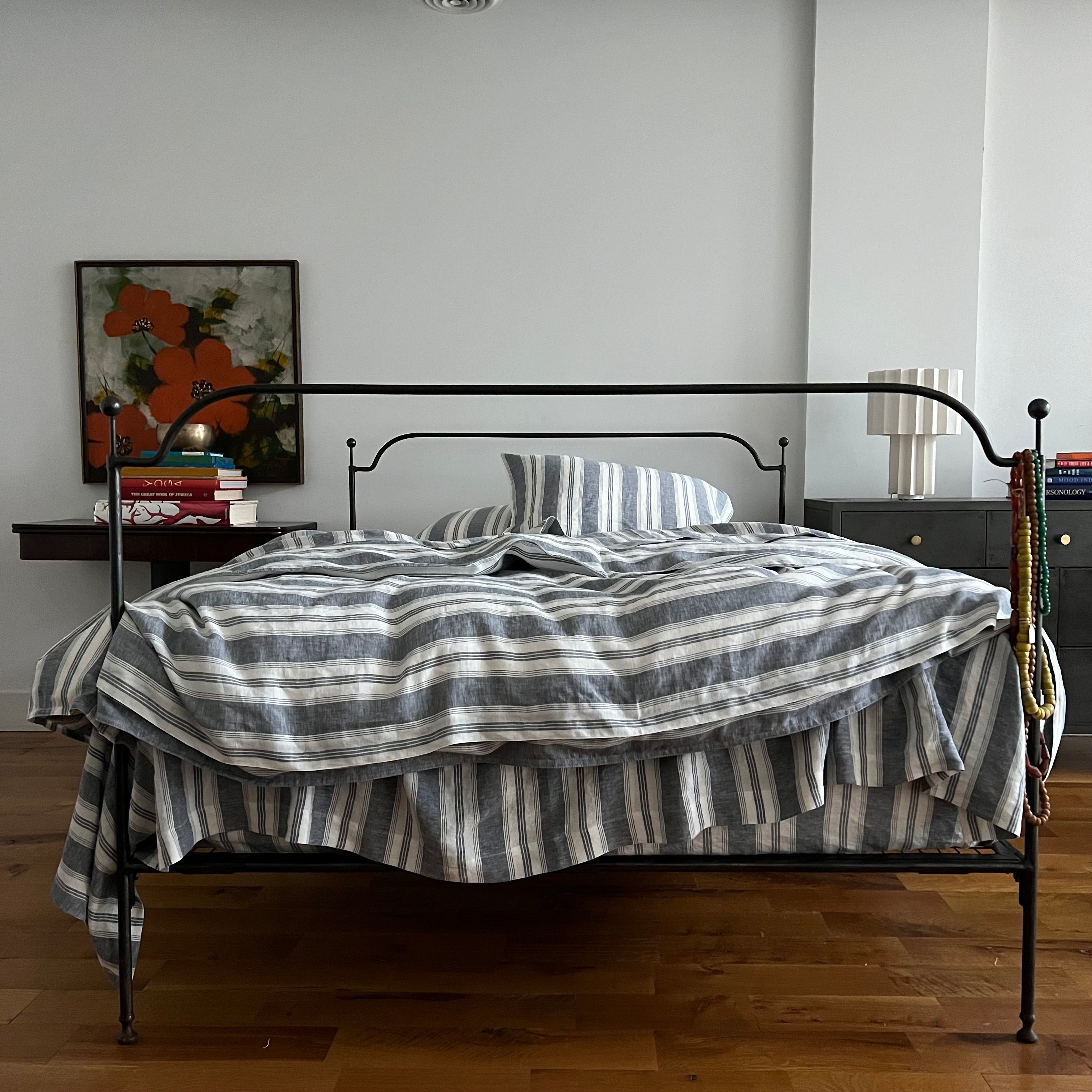 Twin Navy Stripe Duvet Cover 66 X86