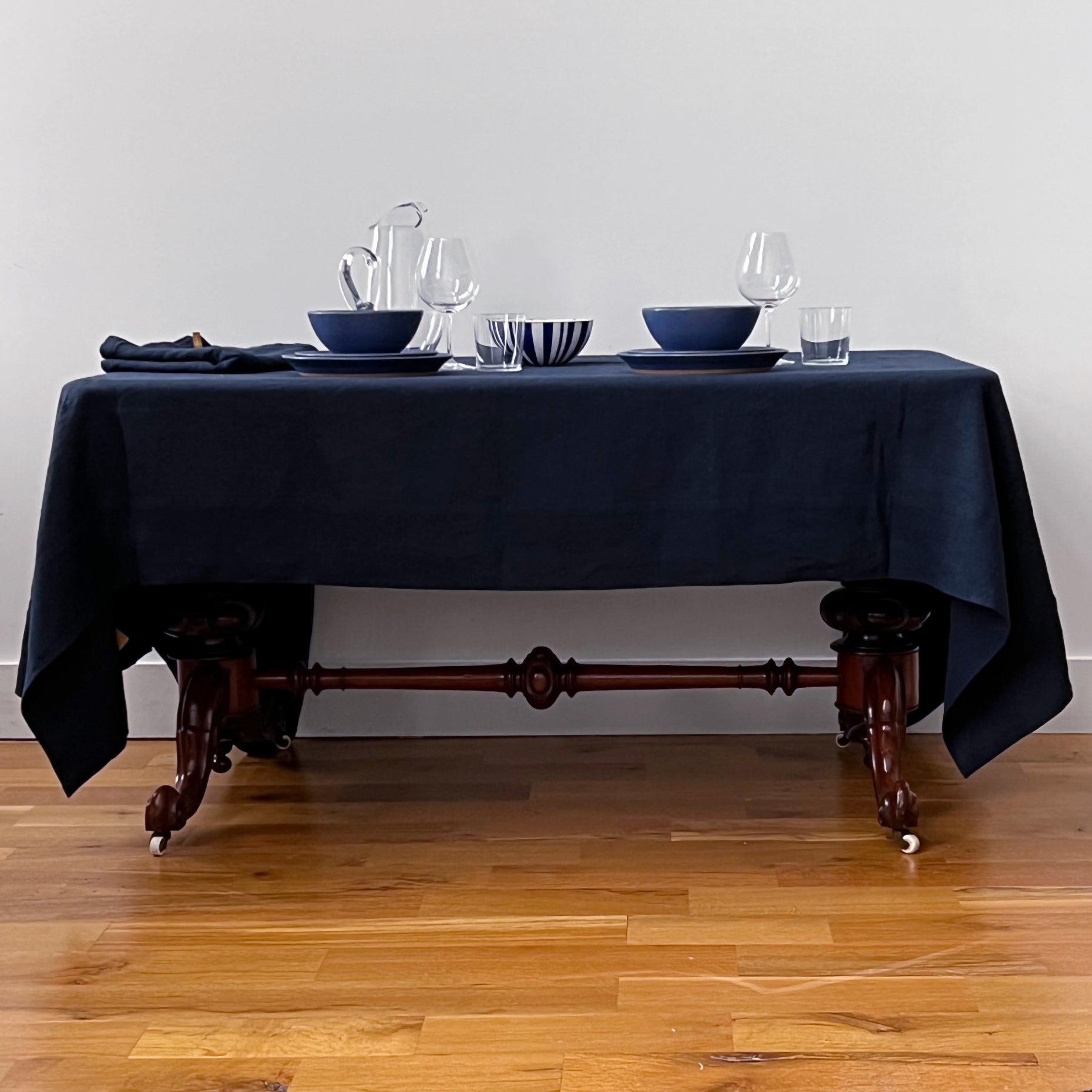 Navy Linen Tablecloth (Square 64" x 64")