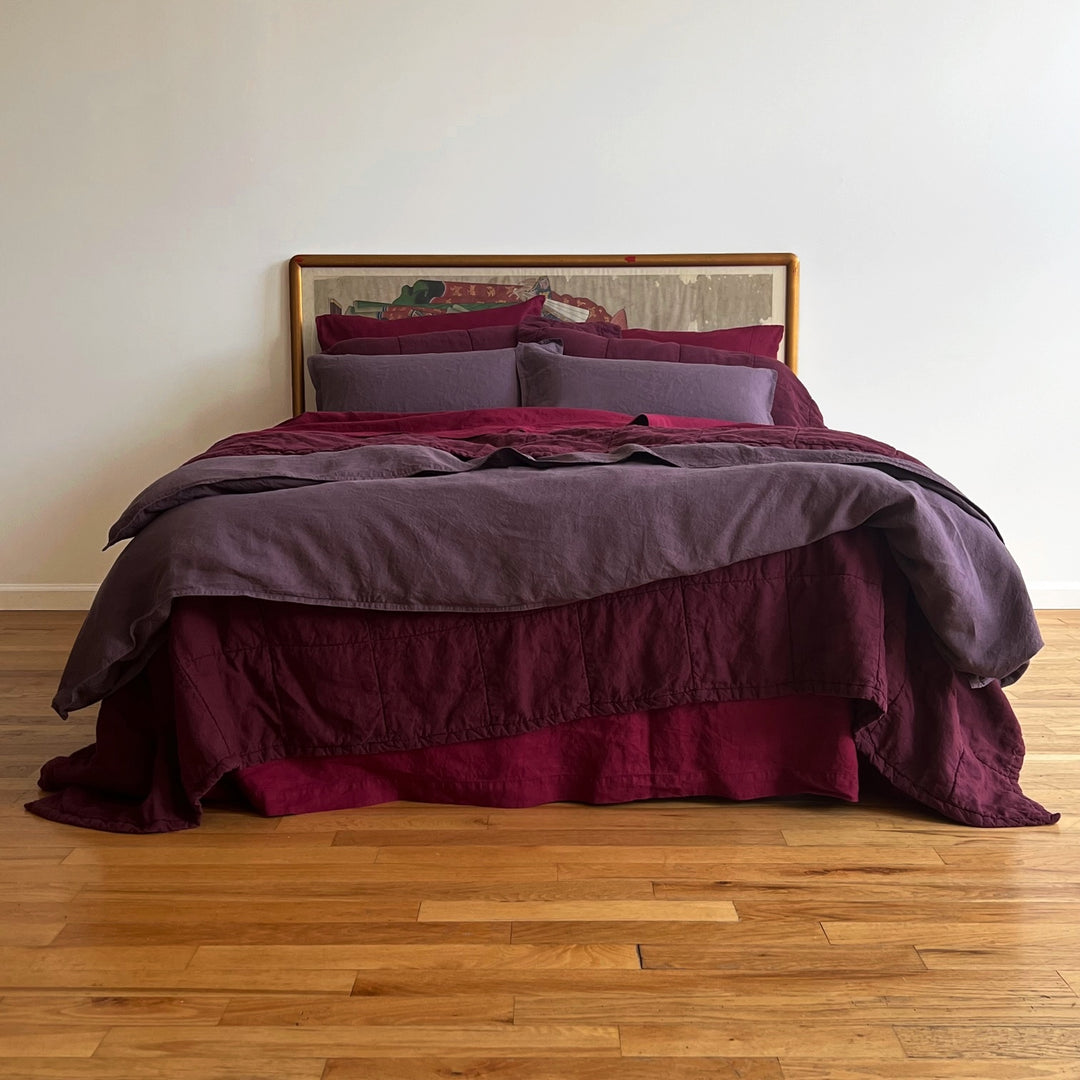Malbec Quilted Linen Coverlet