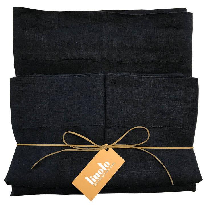 Sale Black Linen Sheet Set