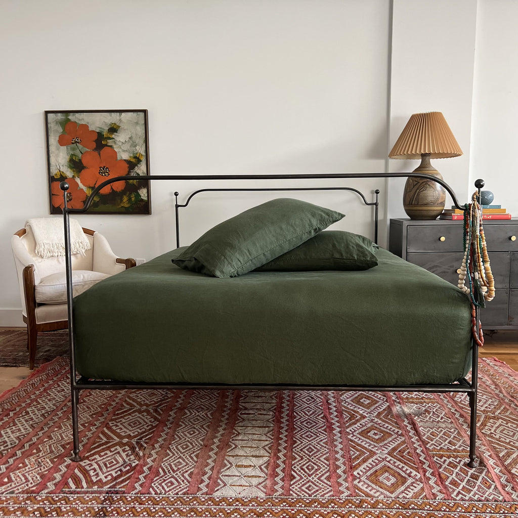 Grape Leaf Linen Fitted Sheet