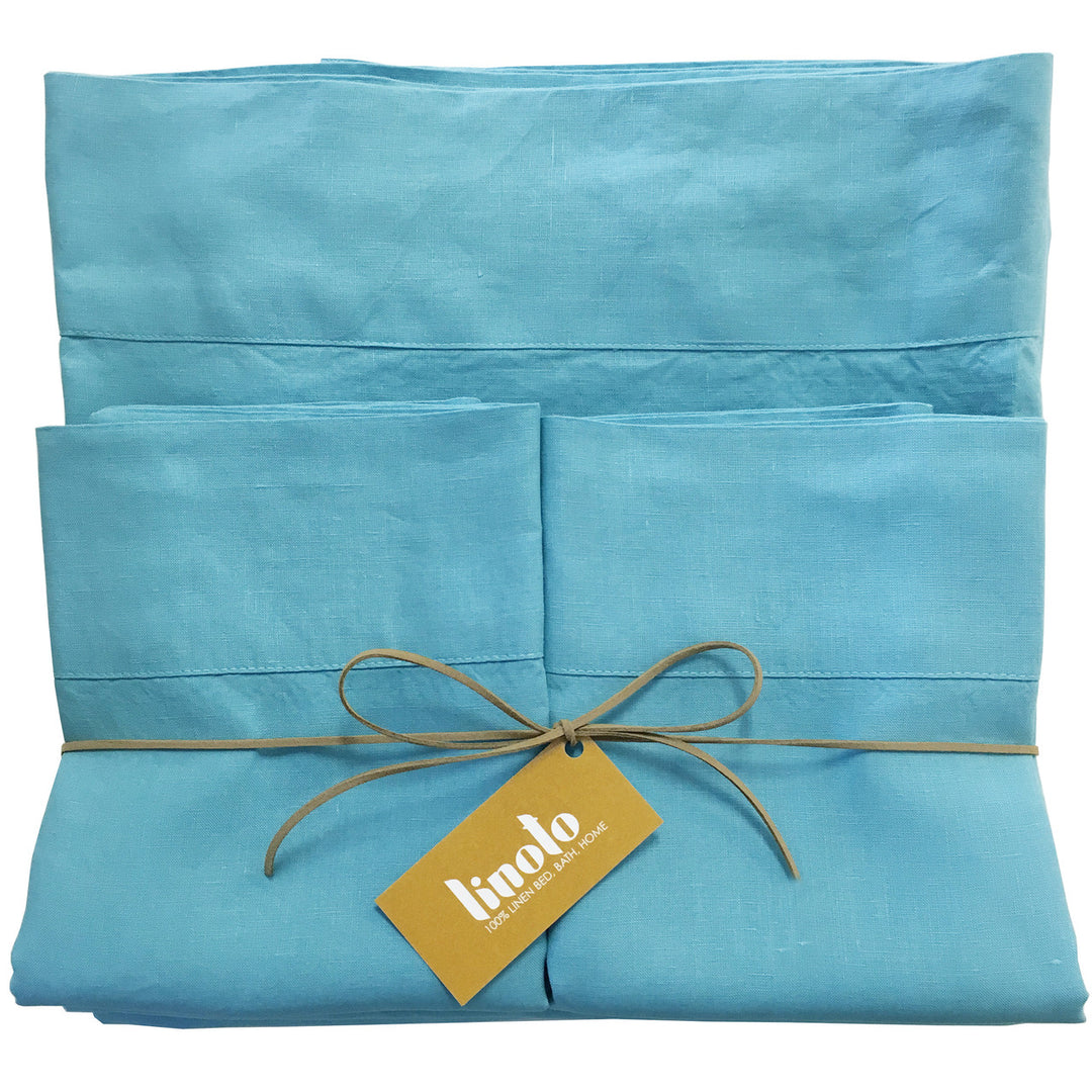 Turquoise Linen Sheet Set