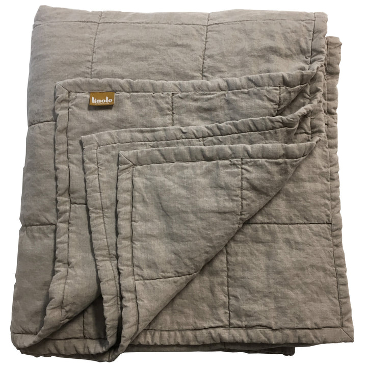 Flax Quilted Linen Coverlet