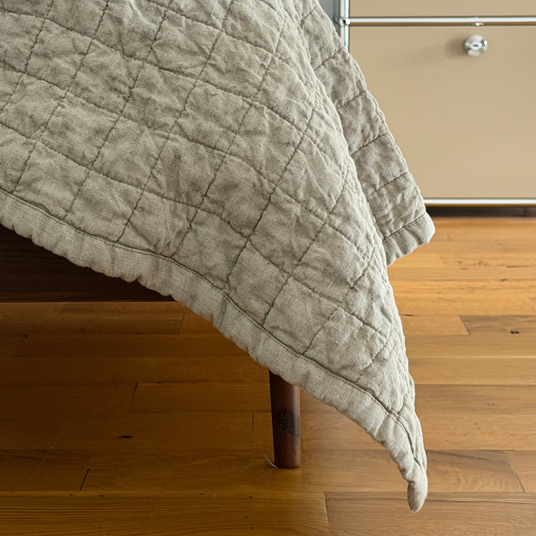 Linen Bedspread Natural Cotton Filling