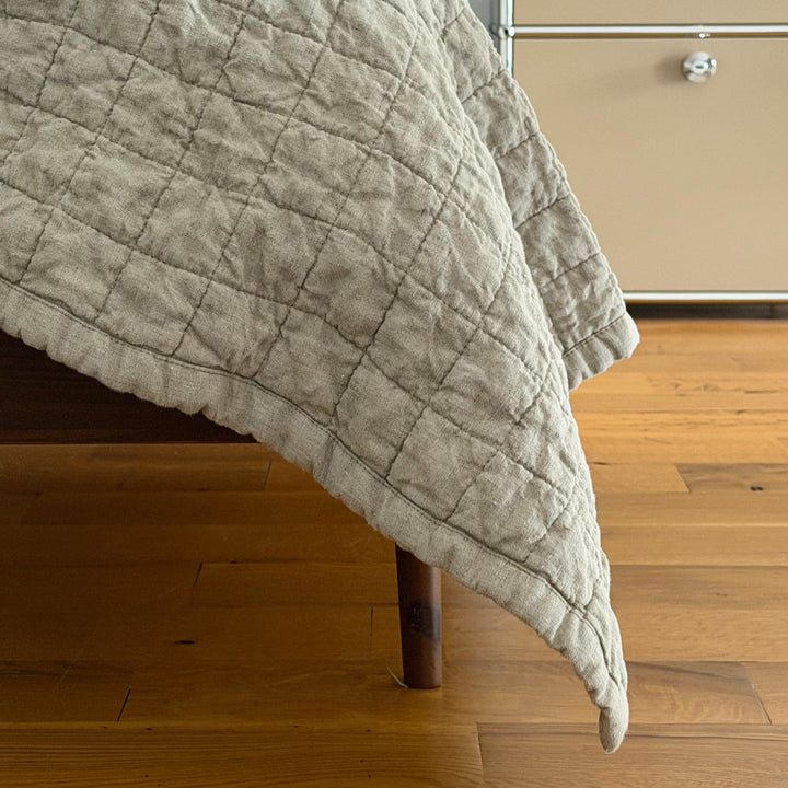 Linen Bedspread Natural Cotton Filling