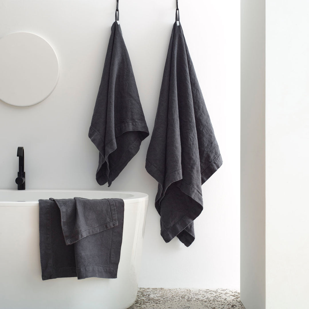 Grey Hand Towels with Hanging Loops - Set of 2 Gray Kitchen Towels, Hanging  Kitchen Towels with Hanging Loop, Grey Dish Towels with Loops for Hanging