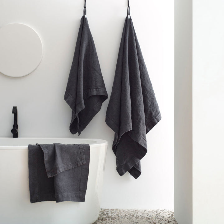 Linen towel collection charcoal gray