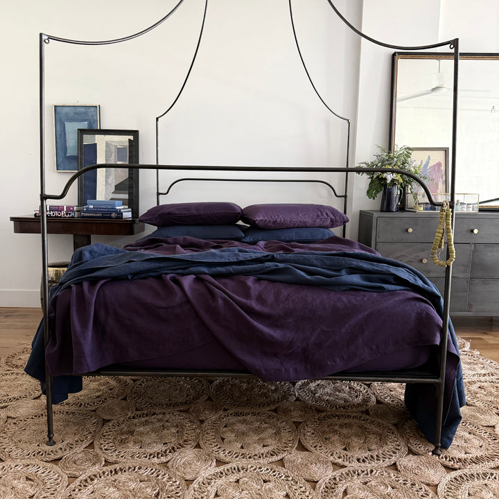 Aubergine Linen Sheet Set