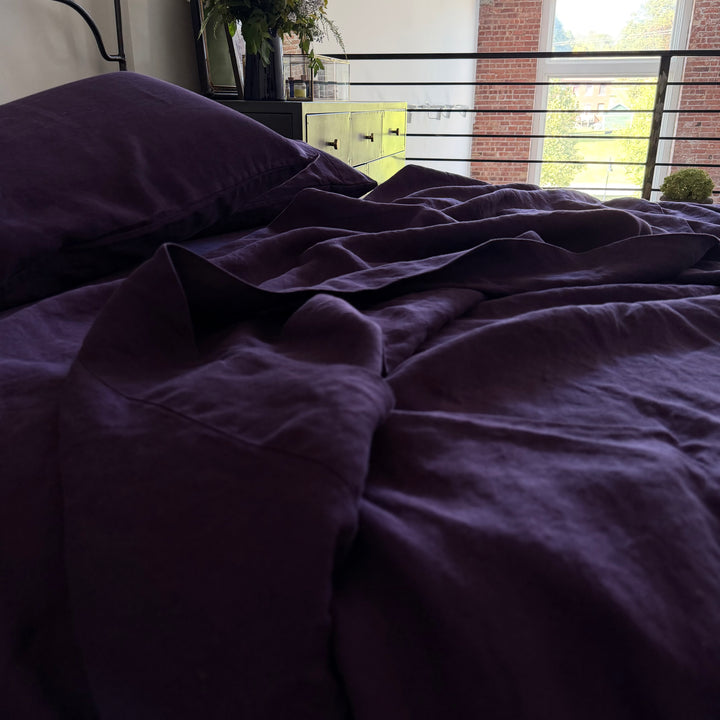 Aubergine Linen Sheet Set