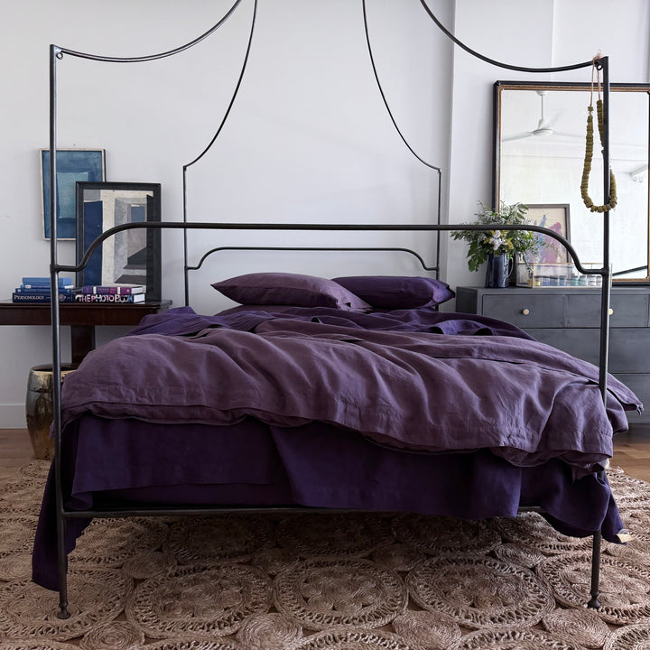 Aubergine Linen Sheet Set