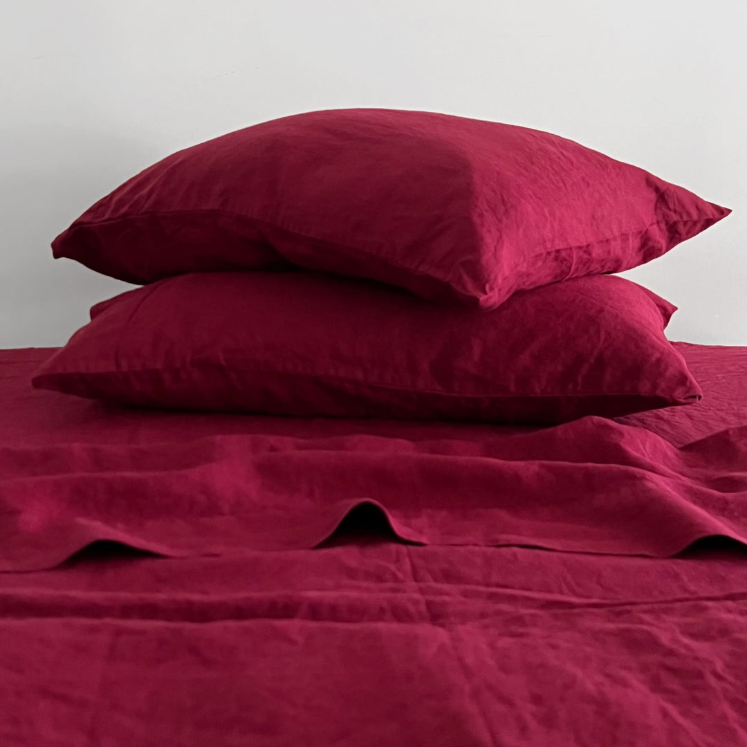 Burgundy Linen Pillowcase