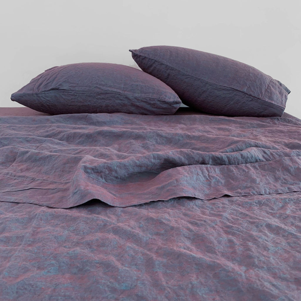 Copper Plum Linen Twin Sheet Set |Std/Queen Envelope Pillow Slips