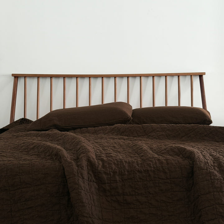 Espresso Quilted Linen Coverlet