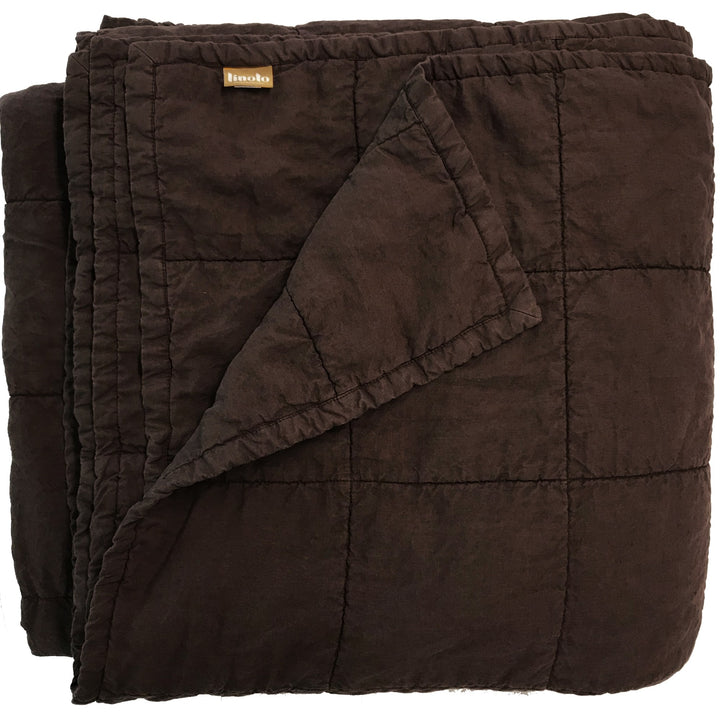 Espresso Quilted Linen Coverlet