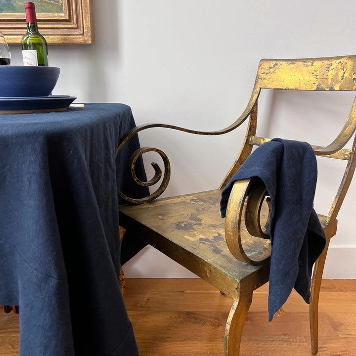 Navy Linen Tablecloth