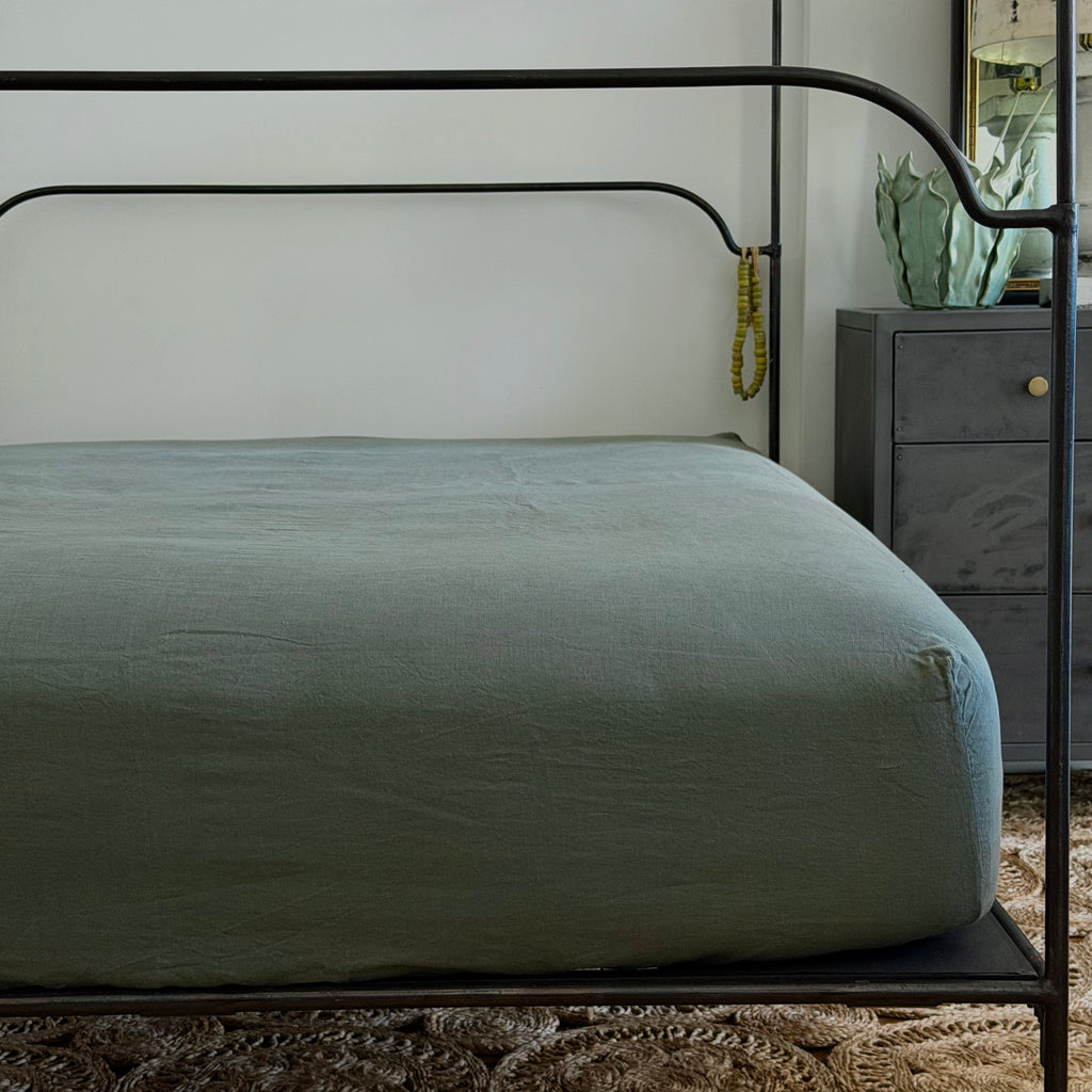 Sage Linen Fitted Sheet