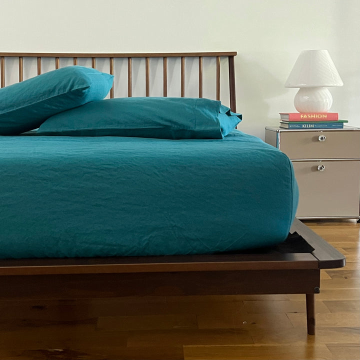 Teal Linen Pillowcase