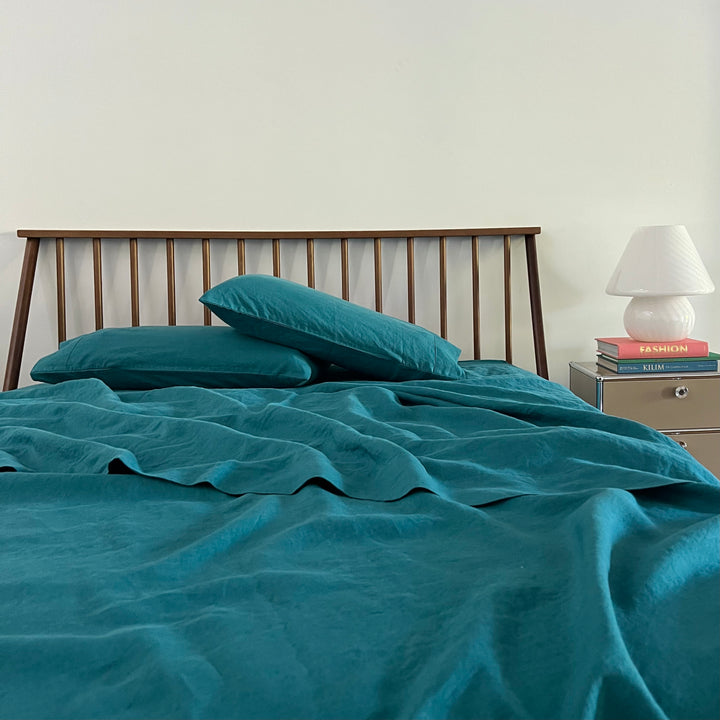 Teal Linen Sheet Set