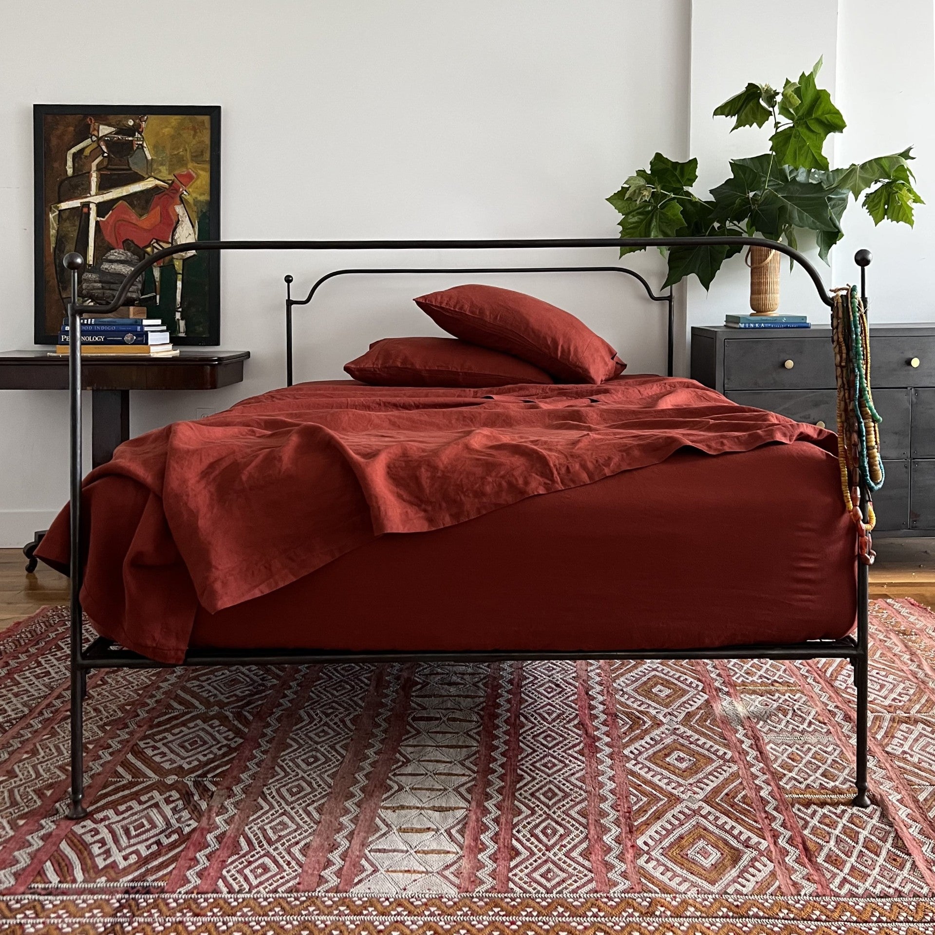 Terra Cotta 100% Linen flat sheet