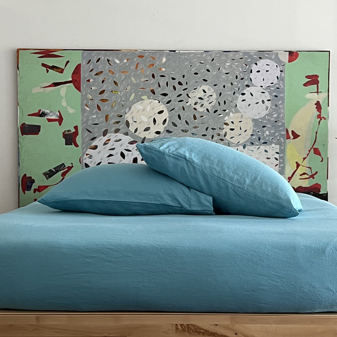 Turquoise Linen Pillowcase