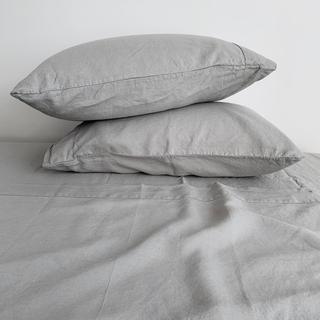 Warm Gray Linen Pillowcase