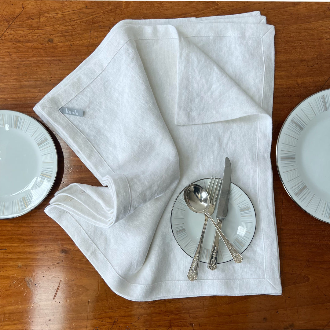 100% linen white napkins
