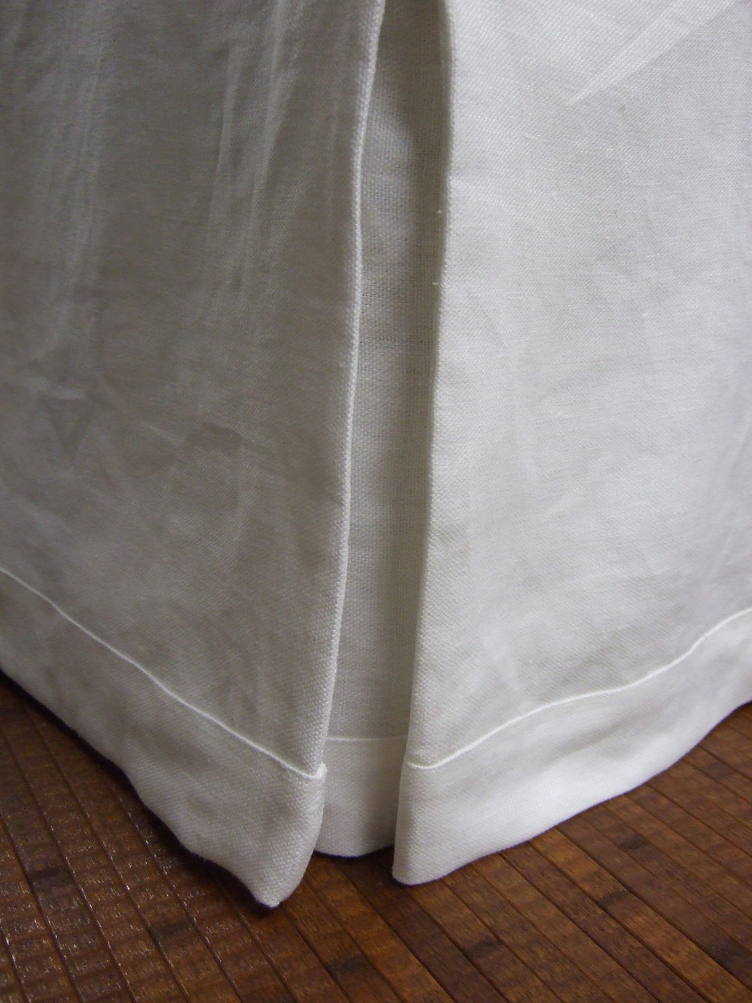 linen white bedskirt custom box pleat